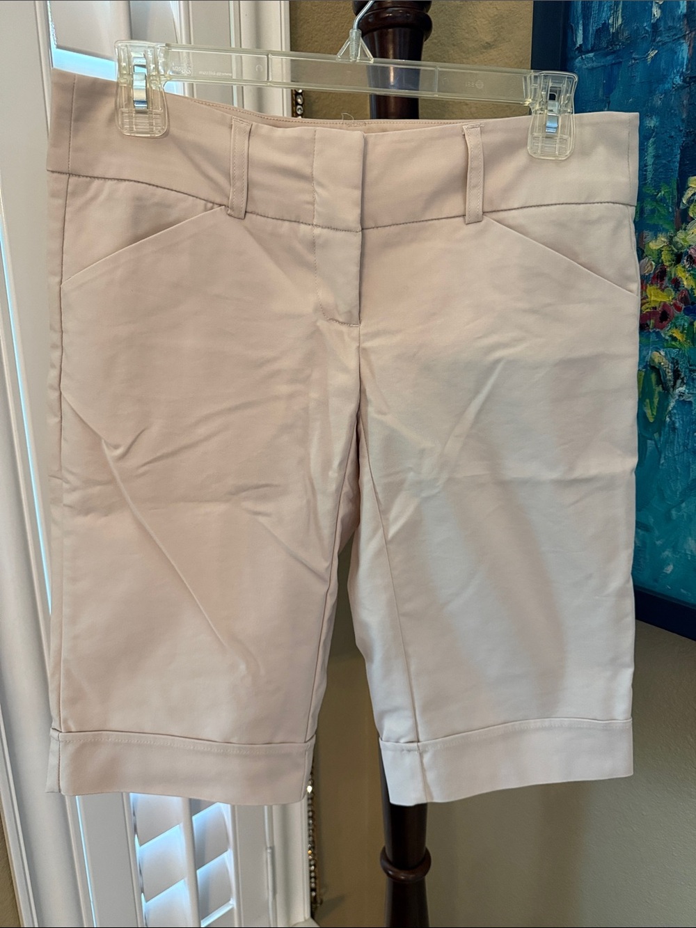 High-Rise Cream Bermuda Shorts — Comfortable Tailored Fit